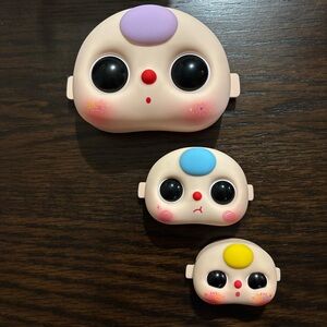 Set of 3 Baby Three Faces with Boba Eyes - Mix of Purple, Blue, and Yellow Bangs